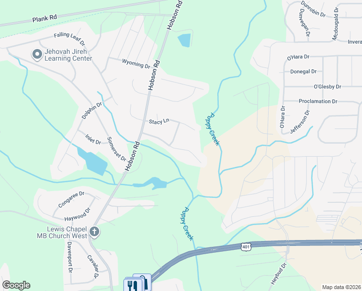 map of restaurants, bars, coffee shops, grocery stores, and more near 115 Breckenridge Drive in Raeford