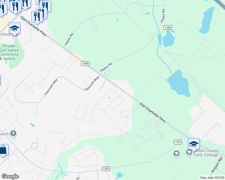 map of restaurants, bars, coffee shops, grocery stores, and more near 1243 Harkey Creek Drive in Monroe