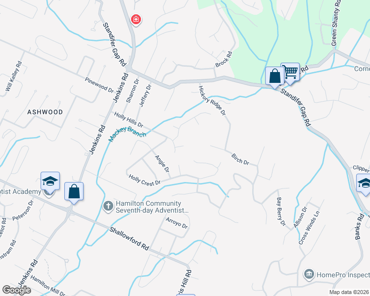 map of restaurants, bars, coffee shops, grocery stores, and more near 8115 Holly Hills Drive in Chattanooga