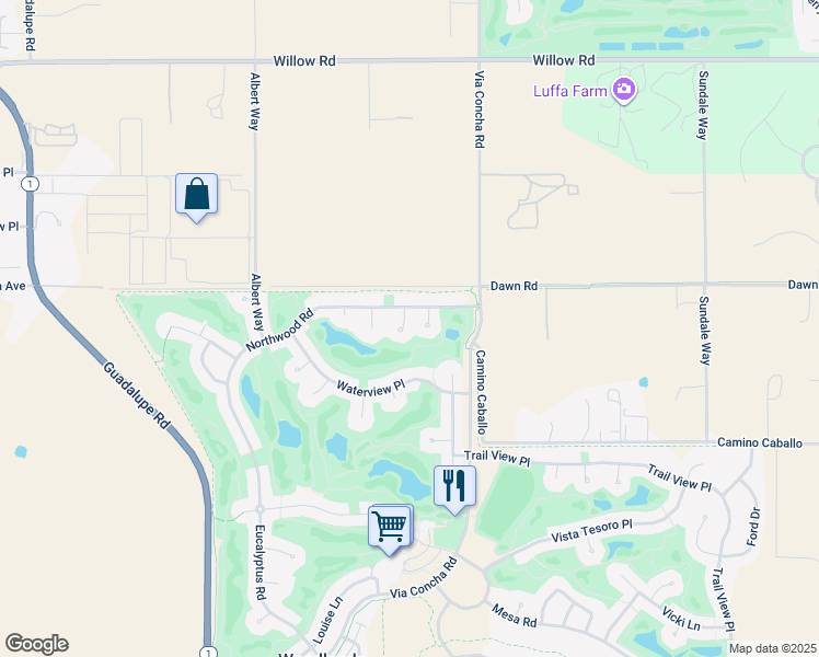 map of restaurants, bars, coffee shops, grocery stores, and more near 921 Lilly Court in Nipomo