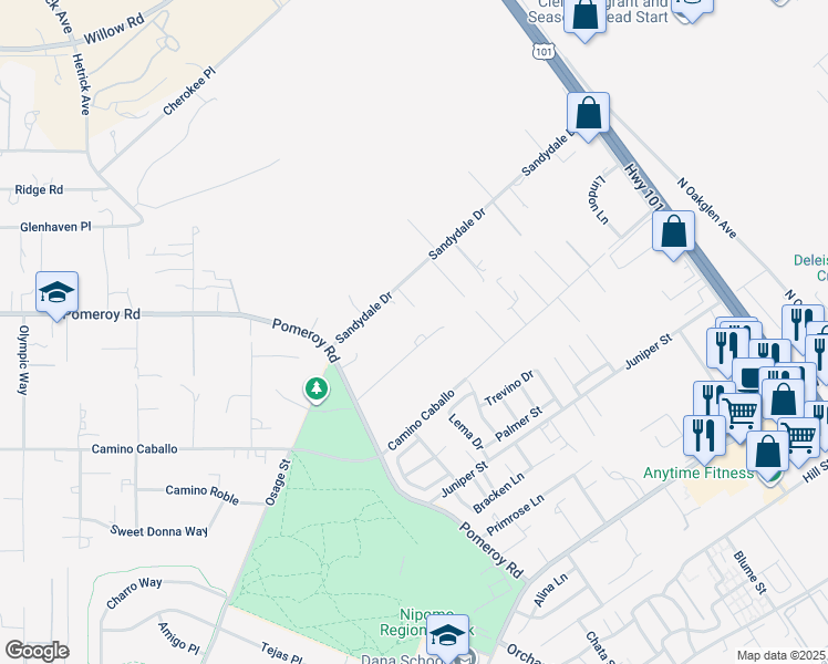 map of restaurants, bars, coffee shops, grocery stores, and more near 788 Inga Road in Nipomo