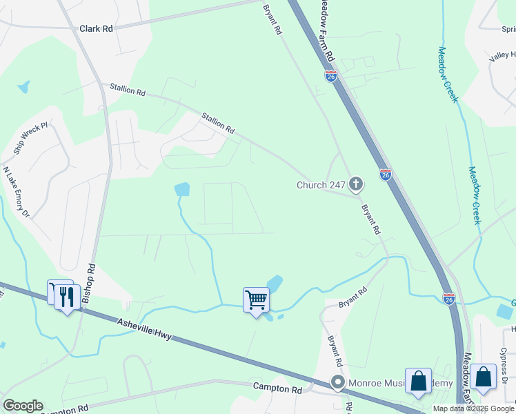 map of restaurants, bars, coffee shops, grocery stores, and more near 270 Jersey Road in Inman