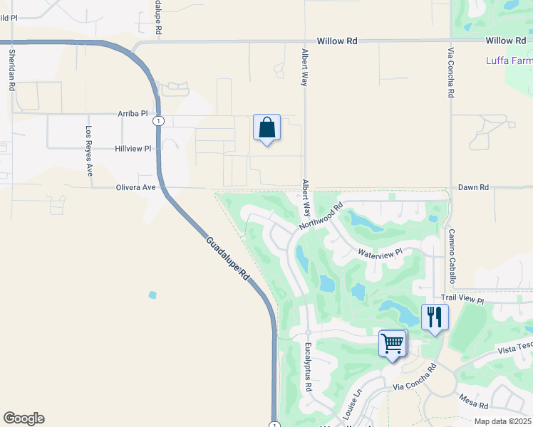 map of restaurants, bars, coffee shops, grocery stores, and more near 1830 Nathan Way in Nipomo