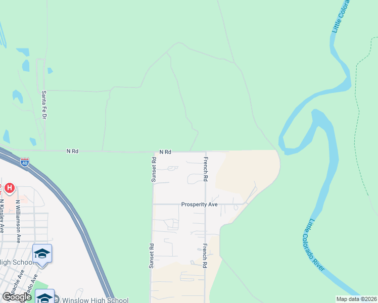 map of restaurants, bars, coffee shops, grocery stores, and more near 1849 North Road in Winslow