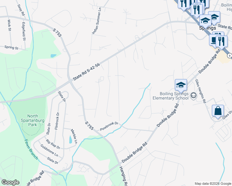 map of restaurants, bars, coffee shops, grocery stores, and more near 196 Clearview Heights in Boiling Springs