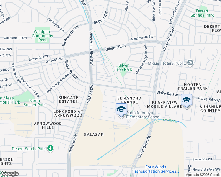 map of restaurants, bars, coffee shops, grocery stores, and more near 9408 Chase Ranch Place Southwest in Albuquerque