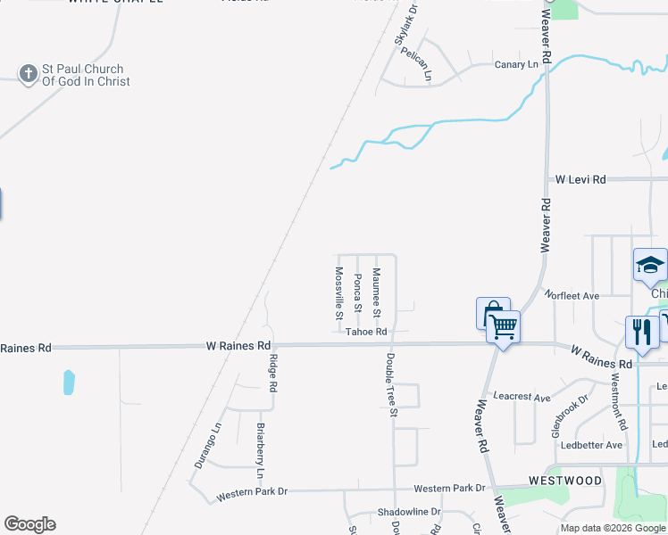 map of restaurants, bars, coffee shops, grocery stores, and more near 4040 Mossville Street in Memphis