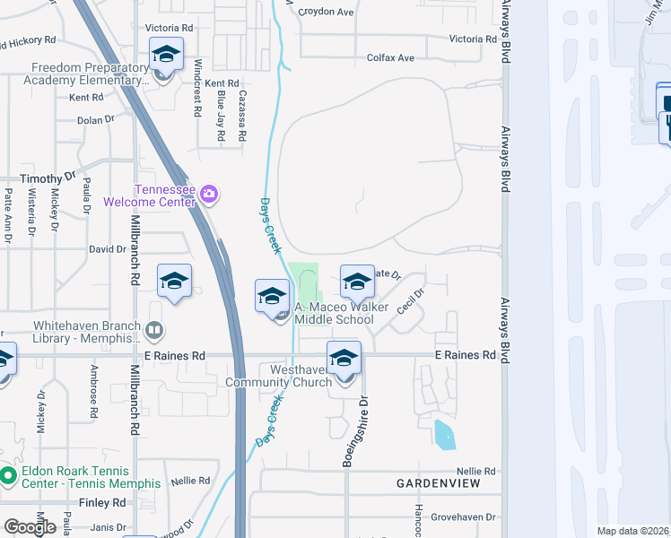 map of restaurants, bars, coffee shops, grocery stores, and more near 1963 Lydgate Cove in Memphis