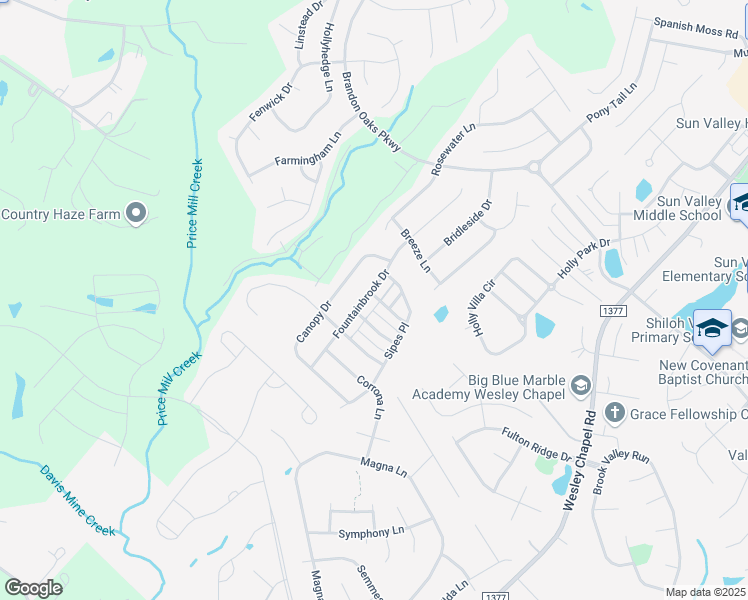 map of restaurants, bars, coffee shops, grocery stores, and more near 5001 Fountainbrook Drive in Indian Trail