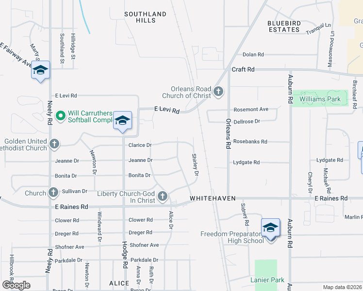 map of restaurants, bars, coffee shops, grocery stores, and more near 564 Jeanne Drive in Memphis