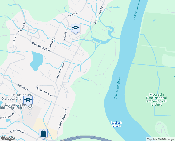 map of restaurants, bars, coffee shops, grocery stores, and more near 3190 Plaza Circle in Chattanooga