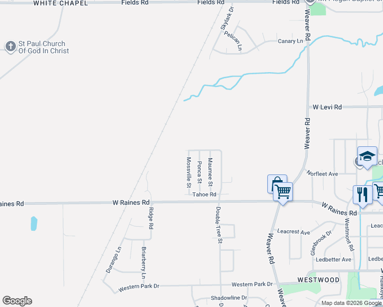 map of restaurants, bars, coffee shops, grocery stores, and more near 4040 Mossville Street in Memphis