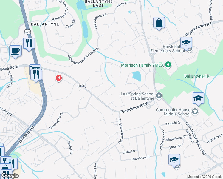 map of restaurants, bars, coffee shops, grocery stores, and more near in Charlotte