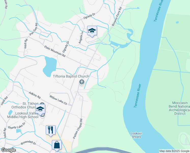 map of restaurants, bars, coffee shops, grocery stores, and more near 3194 Plaza Circle in Chattanooga
