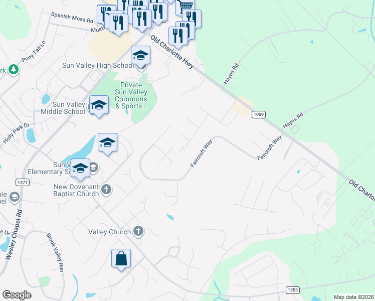 map of restaurants, bars, coffee shops, grocery stores, and more near 3002 Fair Meadows Drive in Monroe