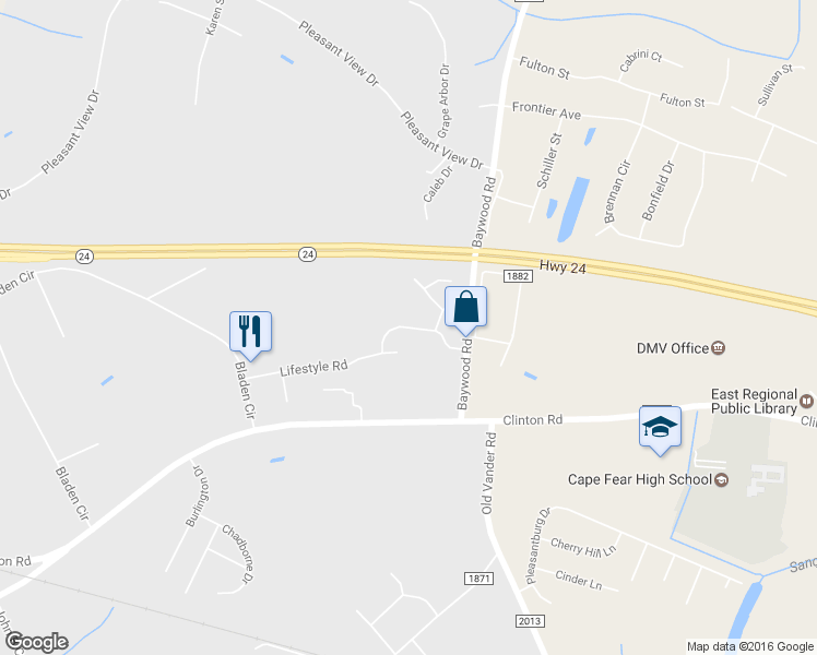 map of restaurants, bars, coffee shops, grocery stores, and more near 4237 Raccoon Path in Fayetteville