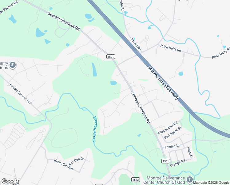 map of restaurants, bars, coffee shops, grocery stores, and more near 3815 Secrest Short Cut Road in Monroe