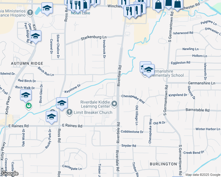 map of restaurants, bars, coffee shops, grocery stores, and more near 6901-6999 Stone Ridge Drive in Memphis