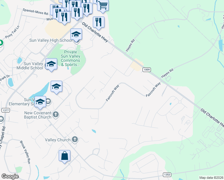 map of restaurants, bars, coffee shops, grocery stores, and more near 2901 Faircroft Way in Monroe