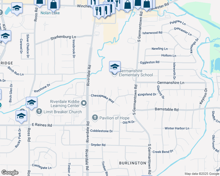 map of restaurants, bars, coffee shops, grocery stores, and more near 3965 South Germantown Road in Memphis