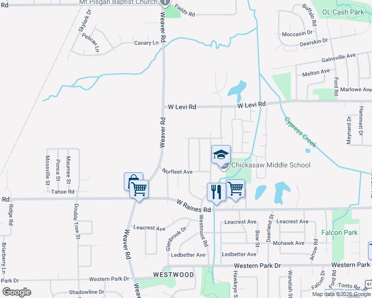 map of restaurants, bars, coffee shops, grocery stores, and more near 3979 Glenbrook Street in Memphis