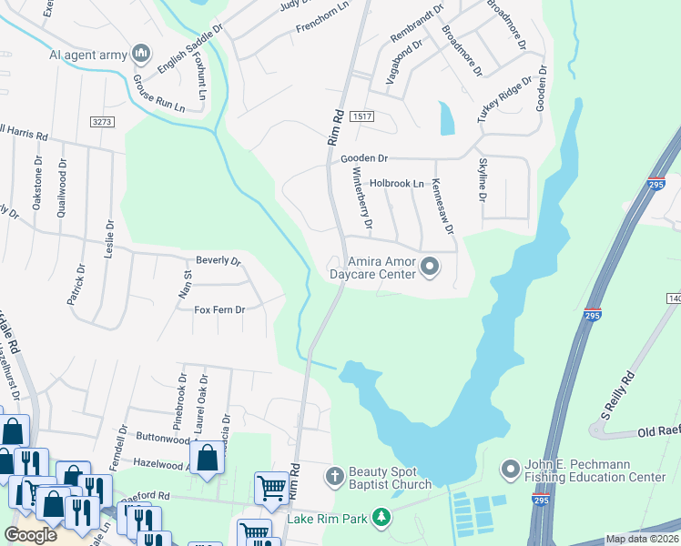 map of restaurants, bars, coffee shops, grocery stores, and more near 4811 Cellner Drive in Fayetteville
