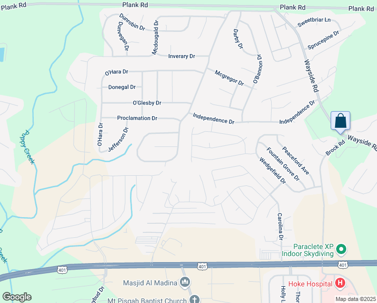 map of restaurants, bars, coffee shops, grocery stores, and more near 159 Cloverwood Lane in Raeford
