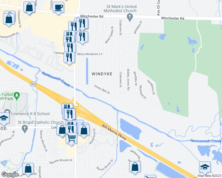 map of restaurants, bars, coffee shops, grocery stores, and more near 4011 Fern Valley Drive in Memphis