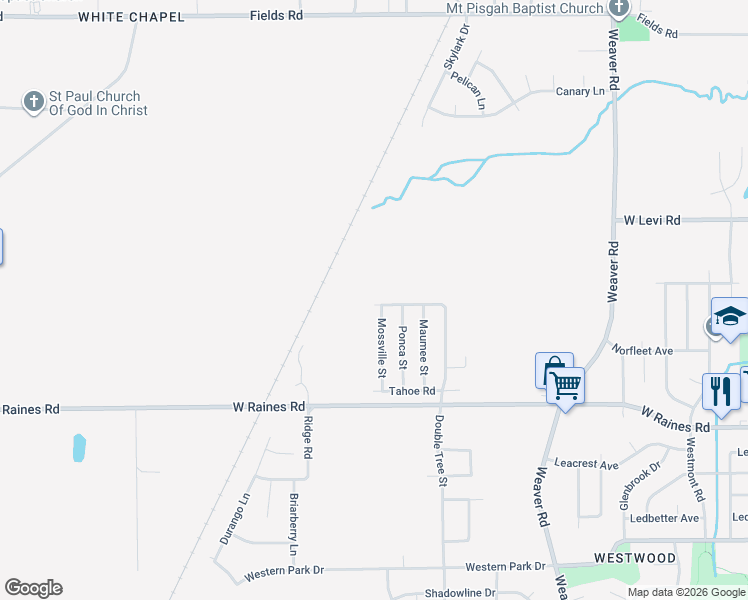 map of restaurants, bars, coffee shops, grocery stores, and more near 1270 Chickamauga Avenue in Memphis