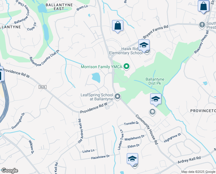 map of restaurants, bars, coffee shops, grocery stores, and more near 9709 Tenencia Ct in Charlotte