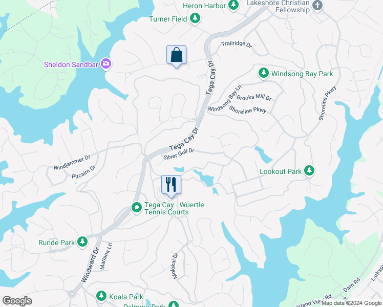 map of restaurants, bars, coffee shops, grocery stores, and more near 1034 Silver Gull Drive in Fort Mill