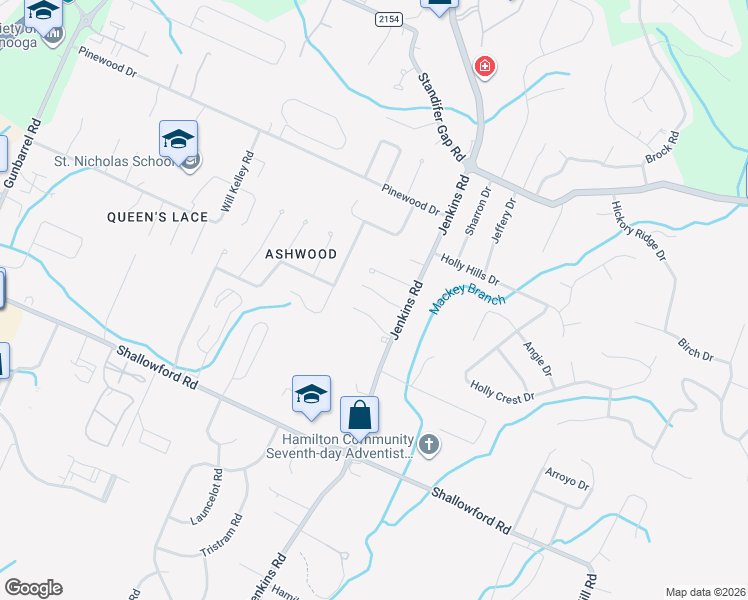 map of restaurants, bars, coffee shops, grocery stores, and more near 7830 Laurelton Drive in Chattanooga