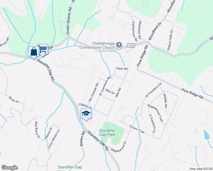 map of restaurants, bars, coffee shops, grocery stores, and more near 2811 Saint Johns Lane in Chattanooga