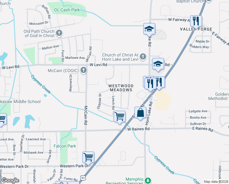 map of restaurants, bars, coffee shops, grocery stores, and more near 335 Lillian Drive in Memphis