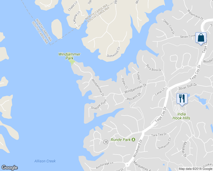 map of restaurants, bars, coffee shops, grocery stores, and more near 29012 Silver Fox Drive in Fort Mill