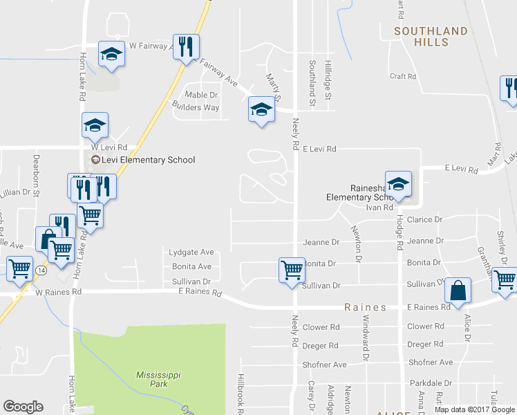map of restaurants, bars, coffee shops, grocery stores, and more near 4005 Wesley Forest Place West in Memphis