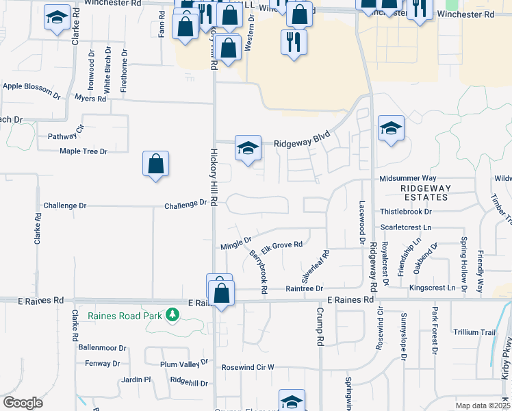 map of restaurants, bars, coffee shops, grocery stores, and more near 6010 North Little Brook Circle in Memphis