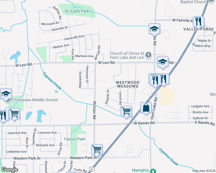 map of restaurants, bars, coffee shops, grocery stores, and more near 370 Lillian Dr in Memphis