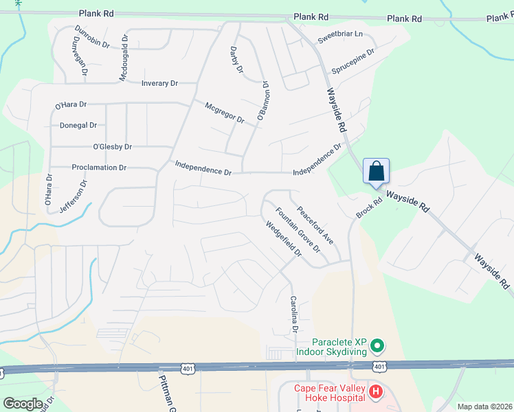 map of restaurants, bars, coffee shops, grocery stores, and more near 553 Wedgefield Drive in Raeford