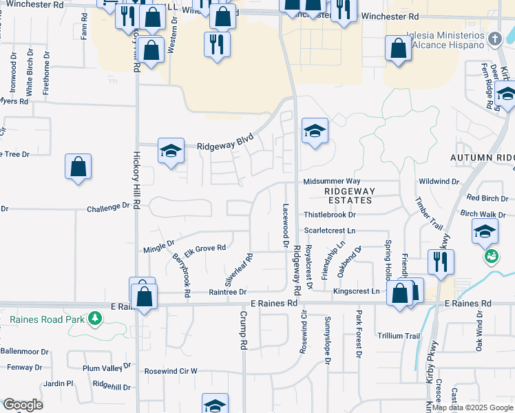 map of restaurants, bars, coffee shops, grocery stores, and more near 3992 Silverleaf Road in Memphis