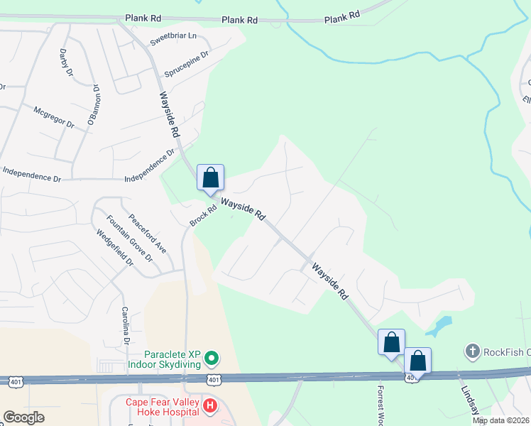map of restaurants, bars, coffee shops, grocery stores, and more near 782 Wayside Road in Raeford