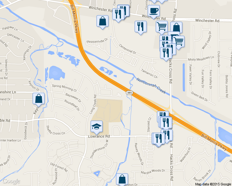 map of restaurants, bars, coffee shops, grocery stores, and more near 7838 Shadowland Cove in Memphis
