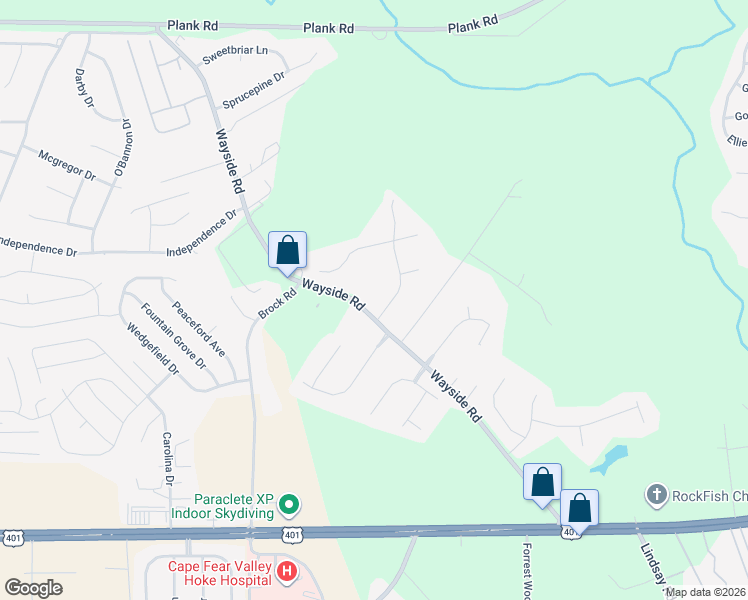 map of restaurants, bars, coffee shops, grocery stores, and more near 782 Wayside Road in Raeford