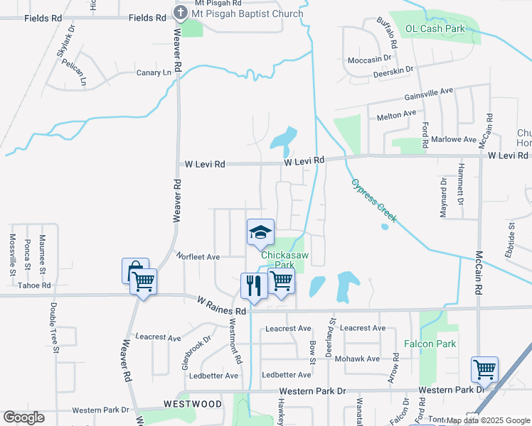 map of restaurants, bars, coffee shops, grocery stores, and more near 3980 Oakshire Cove in Memphis
