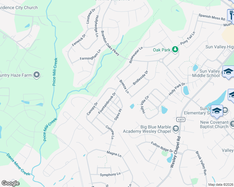 map of restaurants, bars, coffee shops, grocery stores, and more near 3005 Fountainbrook Drive in Indian Trail