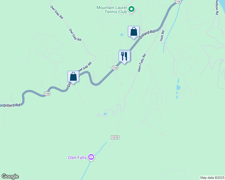 map of restaurants, bars, coffee shops, grocery stores, and more near 669 Glen Falls Road in Highlands