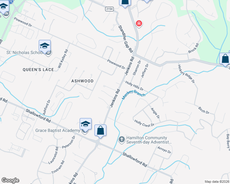 map of restaurants, bars, coffee shops, grocery stores, and more near 7892 Eden Court in Chattanooga