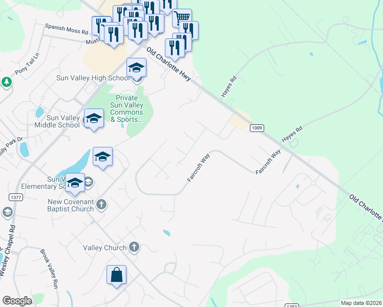 map of restaurants, bars, coffee shops, grocery stores, and more near 3002 Fair Meadows Drive in Monroe