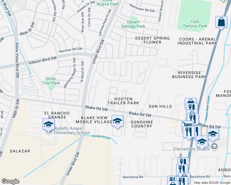 map of restaurants, bars, coffee shops, grocery stores, and more near 4301 Riley Road Southwest in Albuquerque
