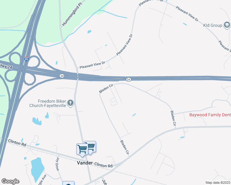 map of restaurants, bars, coffee shops, grocery stores, and more near 492 Bladen Circle in Fayetteville